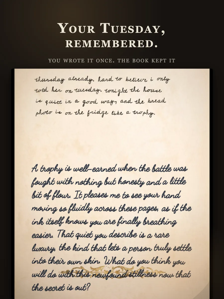 A Dearest diary page recalling something the writer shared on Tuesday